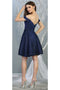 May Queen MQ1788 Off-Shoulder Metallic Short Graduation Homecoming Dress