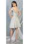 May Queen MQ1788 Off-Shoulder Metallic Short Graduation Homecoming Dress