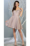 May Queen MQ1788 Off-Shoulder Metallic Short Graduation Homecoming Dress