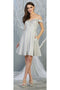 May Queen MQ1788 Off-Shoulder Metallic Short Graduation Homecoming Dress