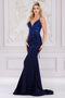 Amelia Couture 3018 V-Neck Mermaid Gown with Heat Stones