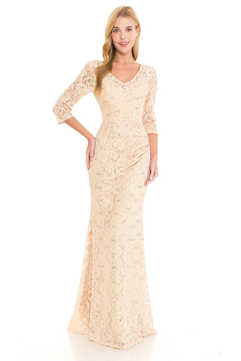 Long Formal  Lace Mother of the Bride Dress Lenovia 5223