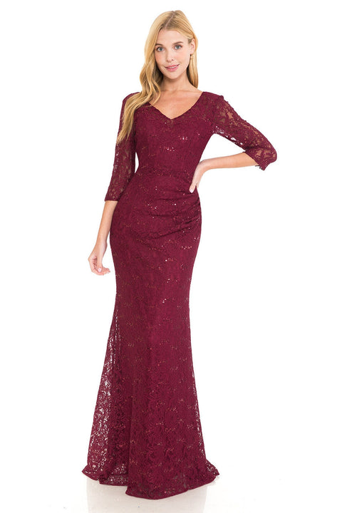 Long Formal  Lace Mother of the Bride Dress Lenovia 5223