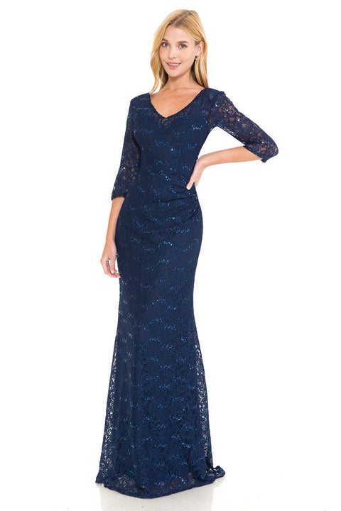 Long Formal  Lace Mother of the Bride Dress Lenovia 5223