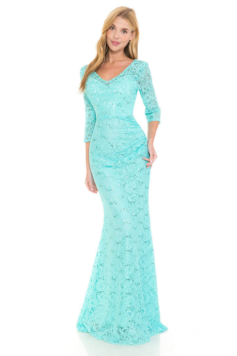 Long Formal  Lace Mother of the Bride Dress Lenovia 5223
