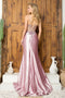 Juno M1024: Fitted Satin Gown with Embroidered Detail