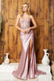 Juno M1024: Fitted Satin Gown with Embroidered Detail