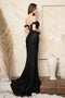 Juno M1026 Off-Shoulder Slit Gown with Elegant Drape and Flattering Fit