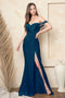 Juno M1026 Off-Shoulder Slit Gown with Elegant Drape and Flattering Fit