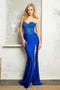 Juno M1027's Exquisite Strapless Embroidered Gown with Elegant Slit