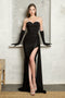 Juno M1030 - Elegant Strapless Slit Gown with Coordinating Gloves