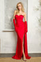 Juno M1030 - Elegant Strapless Slit Gown with Coordinating Gloves