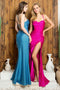 Juno M1031: Glittering Sleeveless Corset Gown with Side Slit