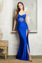 Juno M1033 Sheer Beaded Corset Slit Gown with a Fitted Silhouette