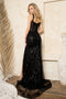 Juno M1035 Sleeveless Gown with Embellished Bodice and Front Slit