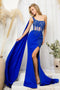 Juno M1037: Embellished One-Shoulder Corset Bodice Fitted Dress