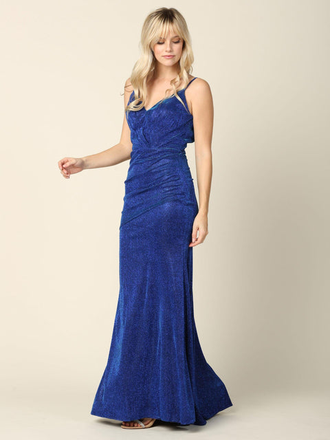Eva Fashion 3358 Spaghetti Strap Glitter Prom & Evening Gown