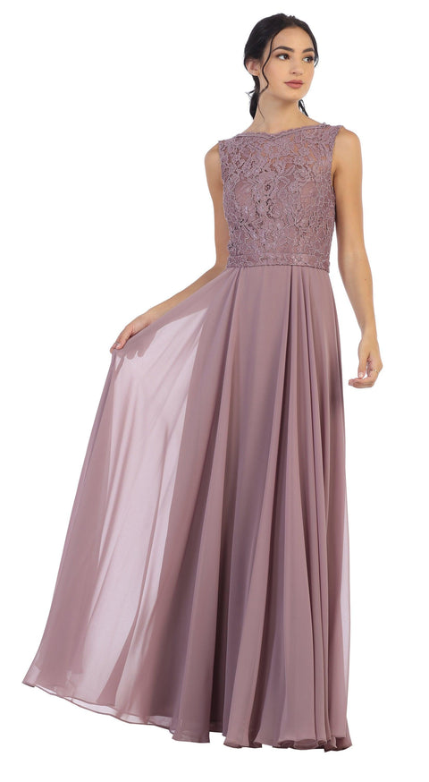 Eva Fashion 3299 Sleeveless Lace Chiffon Prom & Evening Gown
