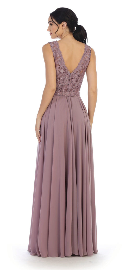 Eva Fashion 3299 Sleeveless Lace Chiffon Prom & Evening Gown