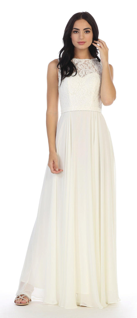 Eva Fashion 3299 Sleeveless Lace Chiffon Prom & Evening Gown