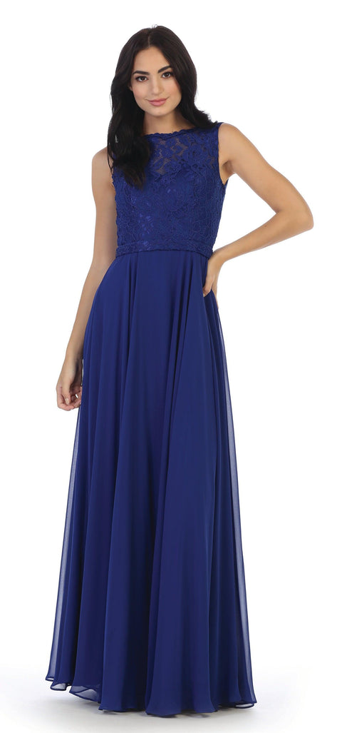 Eva Fashion 3299 Sleeveless Lace Chiffon Prom & Evening Gown