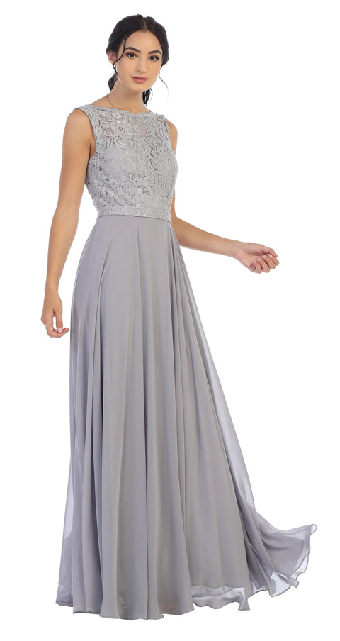Eva Fashion 3299 Sleeveless Lace Chiffon Prom & Evening Gown