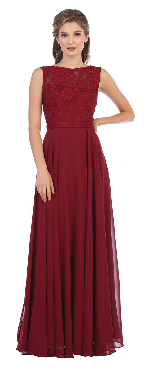 Eva Fashion 3299 Sleeveless Lace Chiffon Prom & Evening Gown