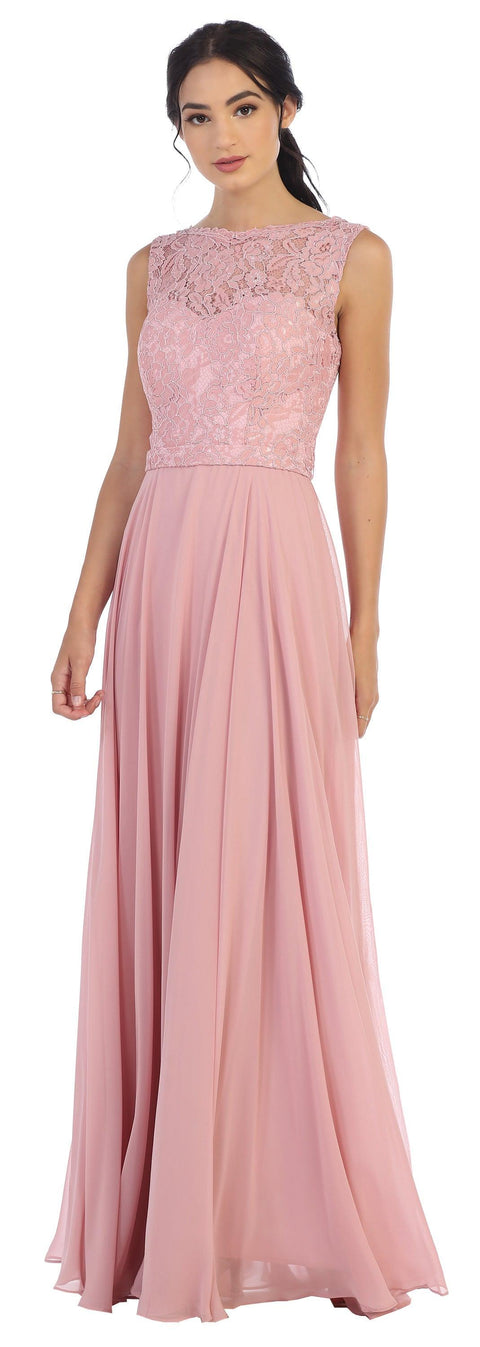 Eva Fashion 3299 Sleeveless Lace Chiffon Prom & Evening Gown