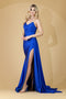 Amelia Couture 3013 Fitted Strapless Lycra Gown with Slit