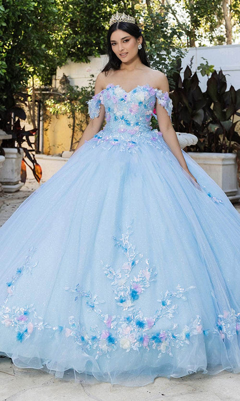 May Queen LK247 Floral Off‑Shoulder Ballgown with Elegant Silhouette