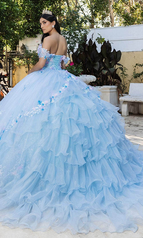 May Queen LK247 Floral Off‑Shoulder Ballgown with Elegant Silhouette