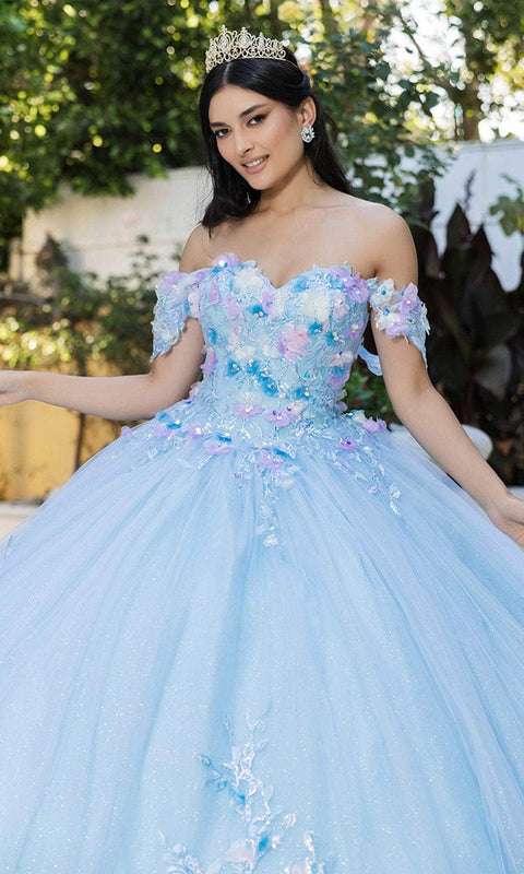 May Queen LK247 Floral Off‑Shoulder Ballgown with Elegant Silhouette