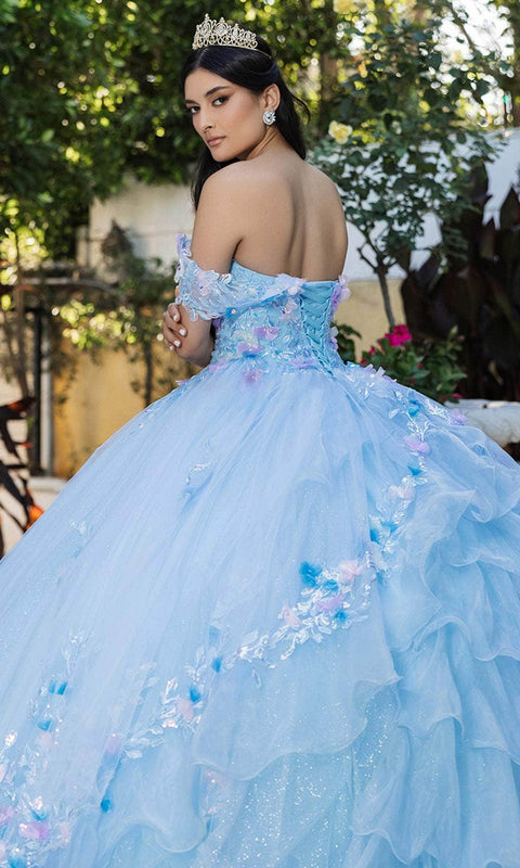 May Queen LK247 Floral Off‑Shoulder Ballgown with Elegant Silhouette