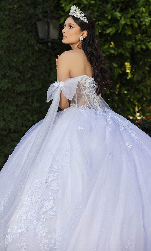 May Queen LK263 Floral Embroidery Basque Ballgown with Elegant Silhouette