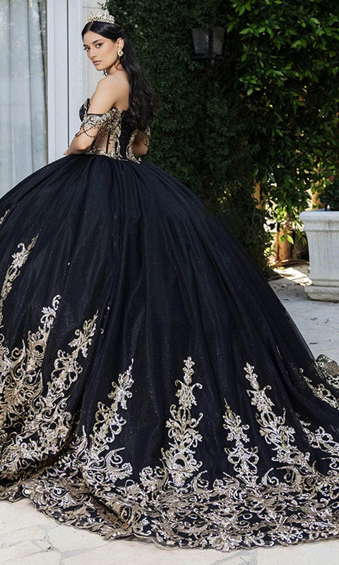 May Queen LK267 Sequin Illusion Ballgown with Sparkling Silhouette