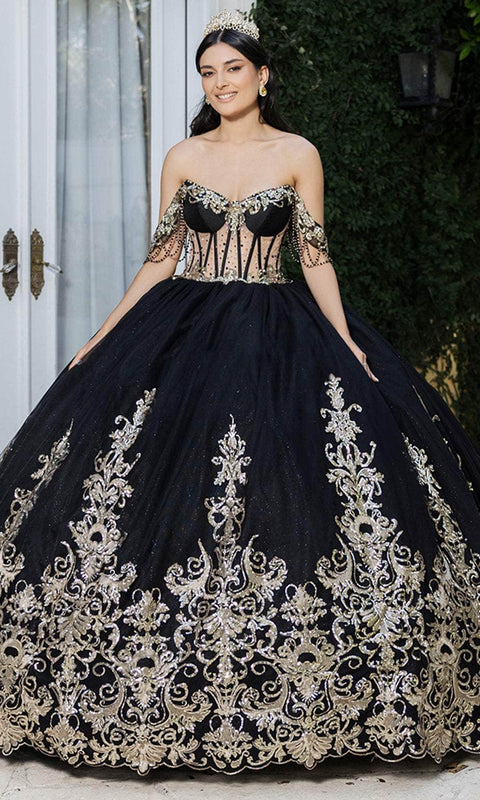 May Queen LK267 Sequin Illusion Ballgown with Sparkling Silhouette