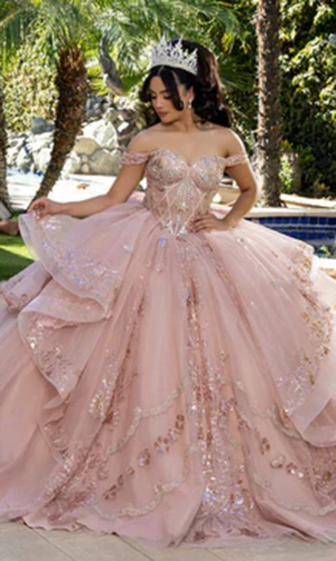 May Queen LK293 Off Shoulder Lace Applique Quinceanera Ball Gown – 6