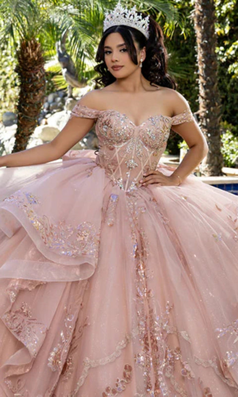 May Queen LK293 Off Shoulder Lace Applique Quinceanera Ball Gown – 10