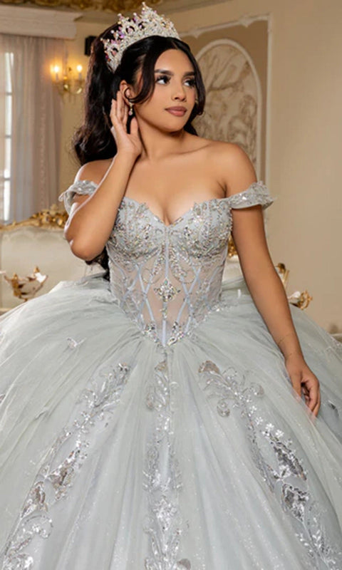 May Queen LK293 Off Shoulder Lace Applique Quinceanera Ball Gown – 18