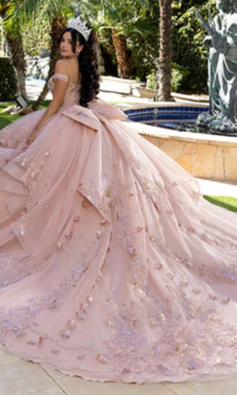 May Queen LK293 Off Shoulder Lace Applique Quinceanera Ball Gown – 4
