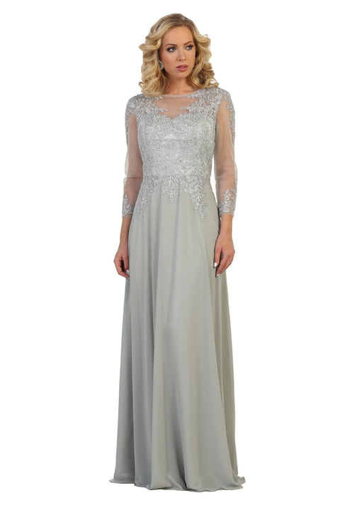 May Queen MQ1549 Plus Size Mother of the Bride Dress with Embroidery