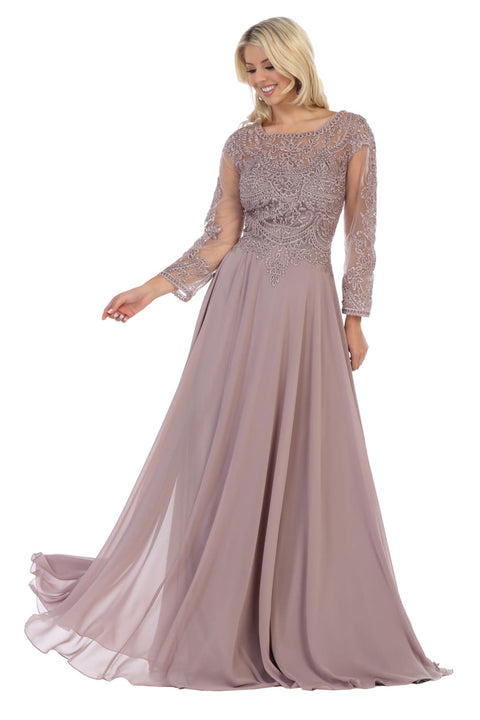 May Queen MQ1615N Plus Size Embroidered Long Dress for Mother of the Bride