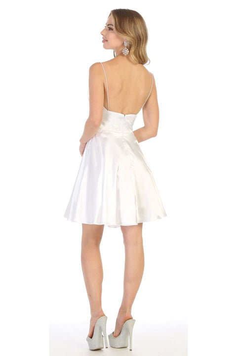 May Queen MQ1770 Simple V-Neck A-Line Cocktail Dress with Pockets