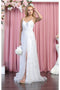 May Queen MQ1787B Glitter High Slit Lace Up Wedding White Long Dress