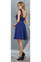 May Queen MQ1814 Boat Neck Short Bridesmaids Dress with Corset Back