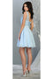 May Queen MQ1814 Boat Neck Short Bridesmaids Dress with Corset Back