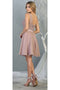 May Queen MQ1814 Boat Neck Short Bridesmaids Dress with Corset Back