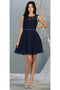 May Queen MQ1814 Boat Neck Short Bridesmaids Dress with Corset Back