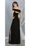 May Queen MQ1825 Off-Shoulder Fitted Evening Dress