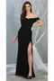 May Queen MQ1825 Off-Shoulder Fitted Evening Dress